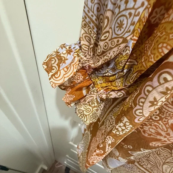 NWOT. Haute Hippie Boho Paisley Print Long Sleeve Chiffon Dress. Size Medium - Picture 10 of 13
